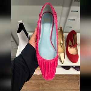 Frances Valentine Fuchsia Velvet Flats